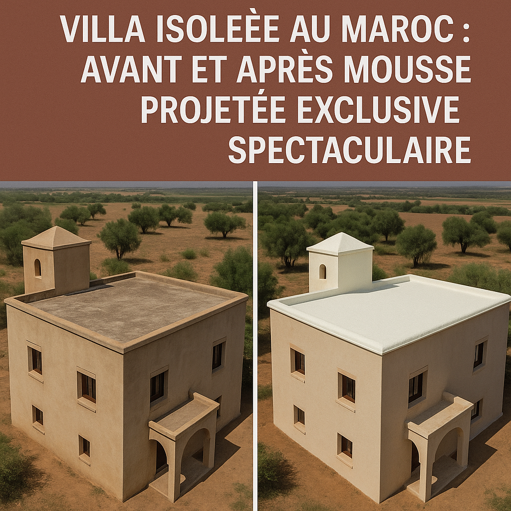 Illustration of Villa isolée au Maroc : avant et après mousse projetée exclusive spectaculaire